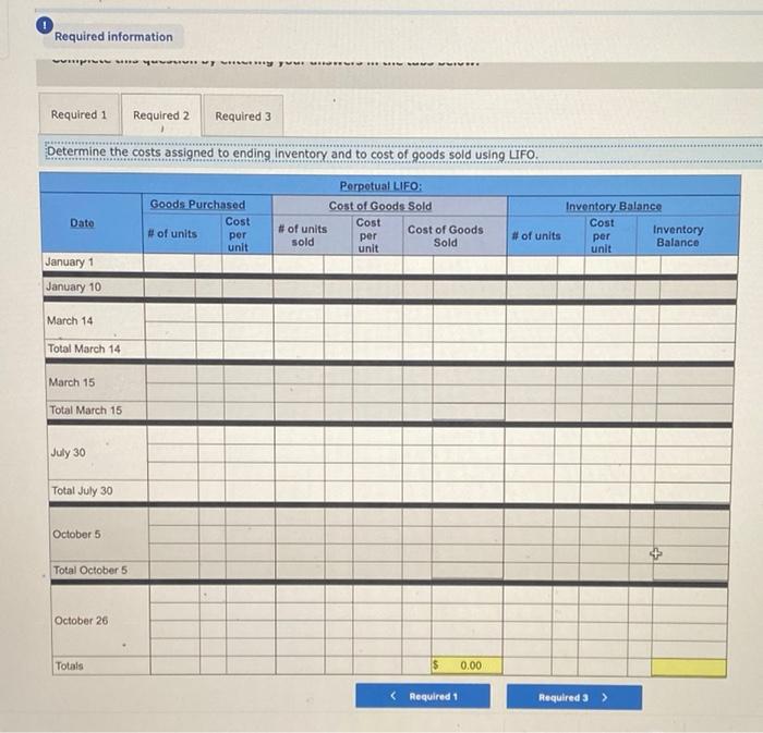 purchases and sales for its only product. Activities Units Acquired at Cost