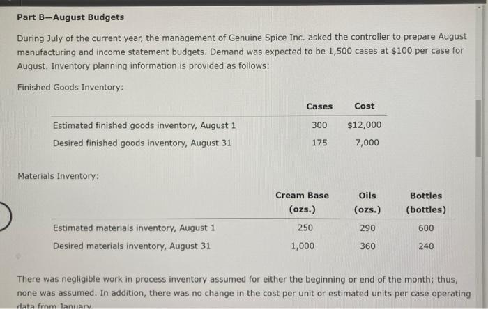 the current year. The company produces 8-ounce bottles of hand and body