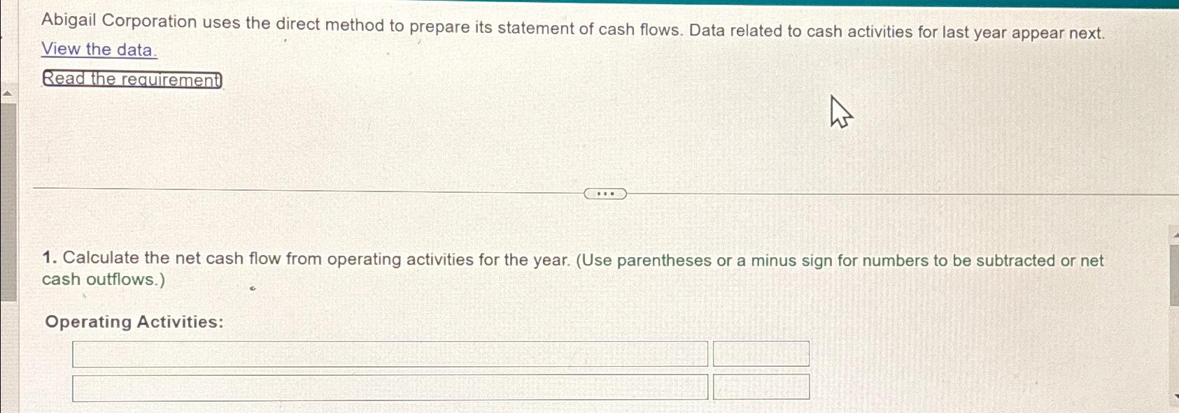  Abigail Corporation uses the direct method to prepare its statement of