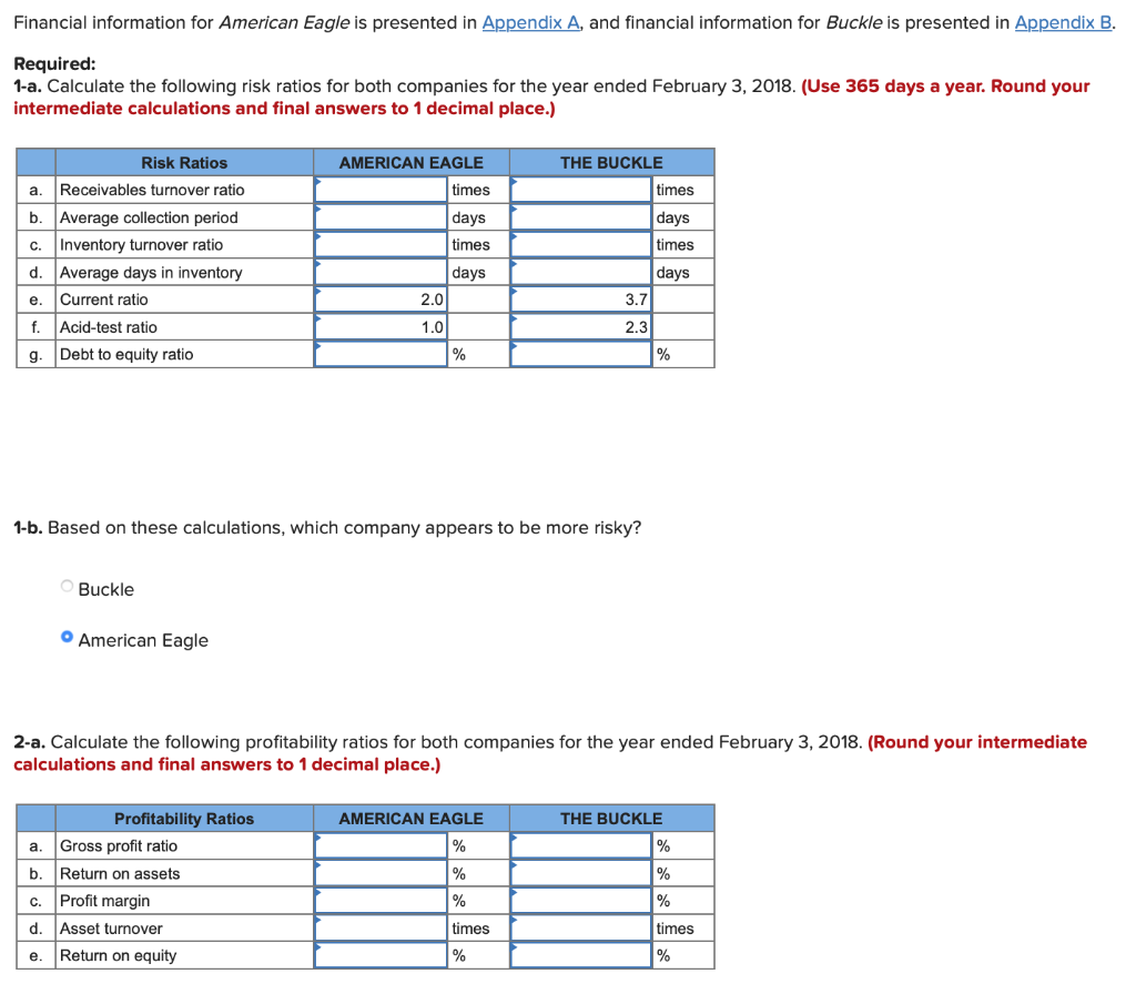 A Appendix A is the American Eagle Income Statement and Balance Sheet.