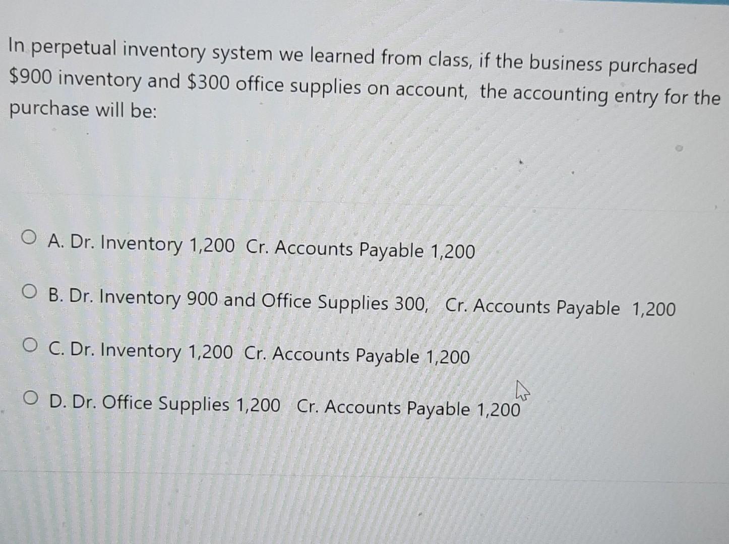  In perpetual inventory system we learned from class, if the business