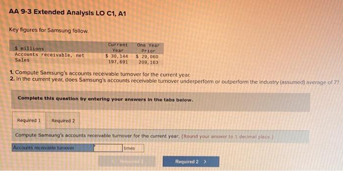  AA 9-3 Extended Analysis LO C1, A1 Key figures for Samsung