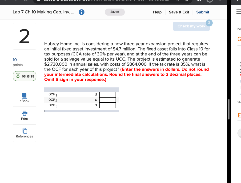Lab 7 Ch 10 Making Cap. Inv. ... i Saved Help