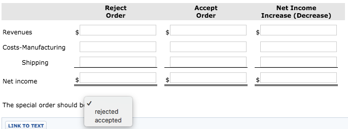 $147,800 and costs of $104,600. Alternative B will have revenues of $182,400