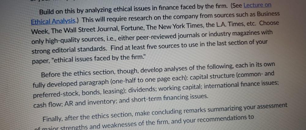 help with this paper. Build on this by analyzing ethical issues