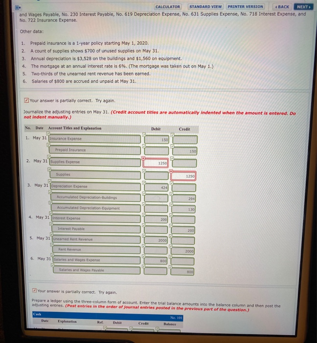Hotel opened for business on May 1, 2020. Its trial balance before