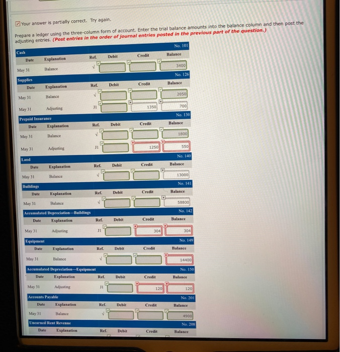 adjustment on May 31 is as follows. CULLUMBER'S HOTEL Trial Balance May