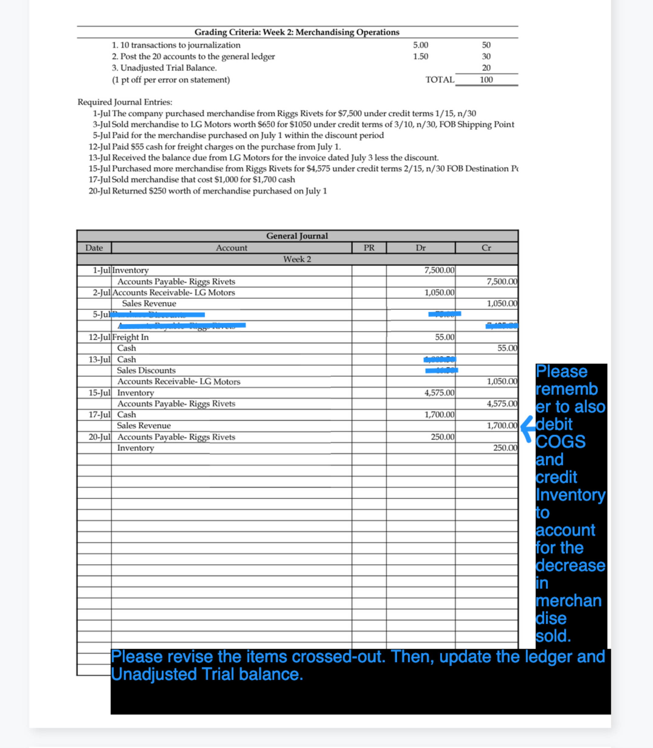  Using the information below, put the transactions in pro forma and
