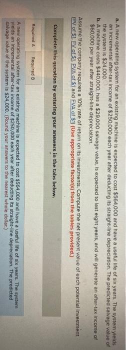  a. A new operating system for an existing machine is expected