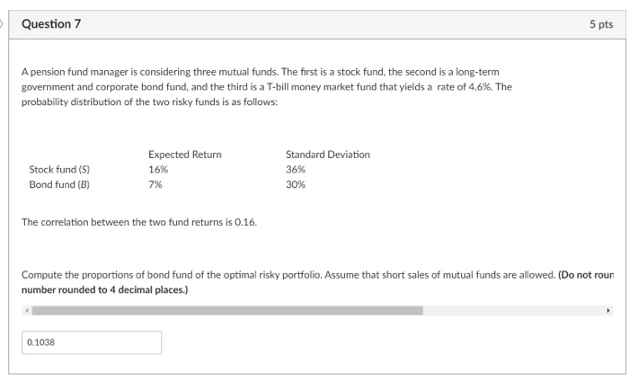 sure rate of 5.7%. The probability distributions of the two risky funds