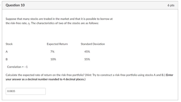 fund (B) 7% The correlation between the two fund returns is .0317.