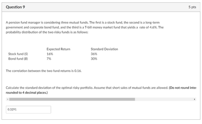 What is the expected return for the minimum-variance portfolio of the two