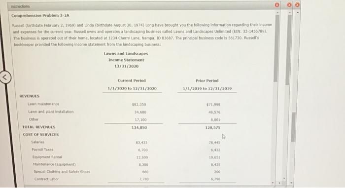schedule 1, schedule B, schedule C 33 Instructions Comprehensive Problem 32A Russell