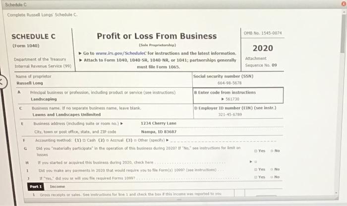 business Lawns and Landscapes Income Statement 12/31/2020 Current Period 1/1/2020 to 12/31/2020