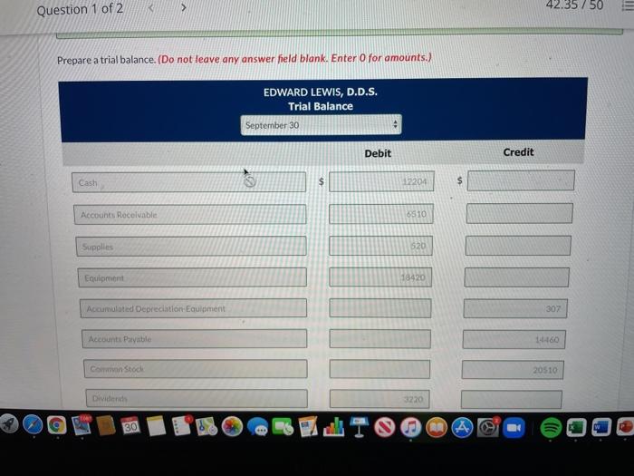  I need help with the post closing trial balance 42.35/50 IN