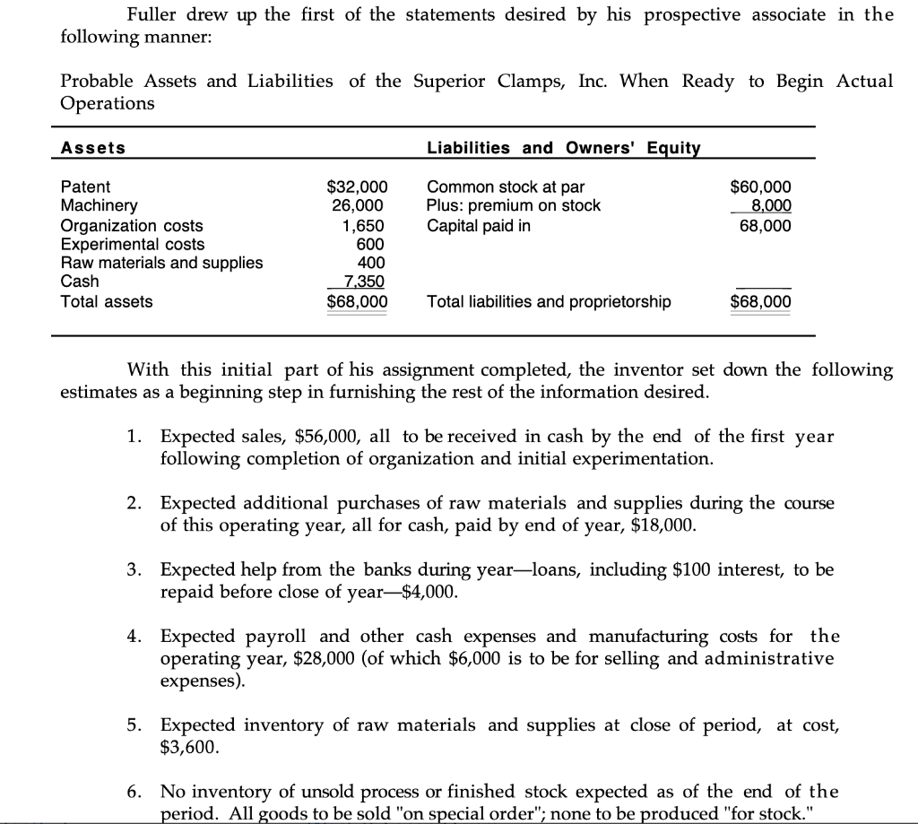 FOR THE T-ACCOUNT OF CASH FOR THIS Superior Clamps, Inc. Peter Fuller