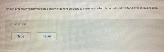 Work in process inventory reflects a delay in getting products to