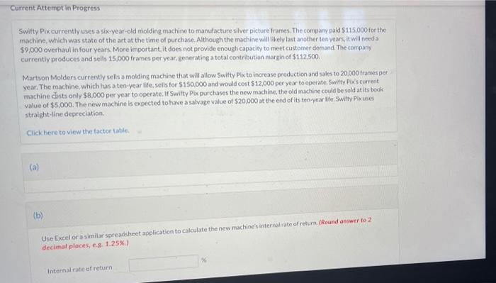  Current Attempt in Progress Swifty Pix currently uses a six-year-old molding