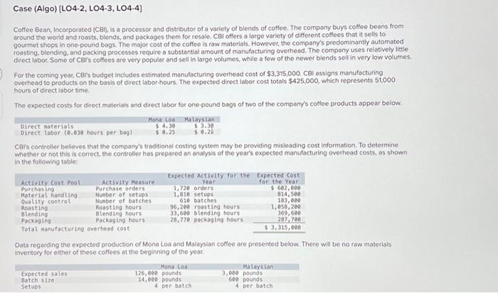 #5, need some help Coffee Bean, Incorporated (CBi), is a processor and