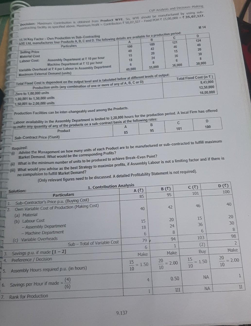  need project report on all CVP Analysis and Decision-Making Decision Matum