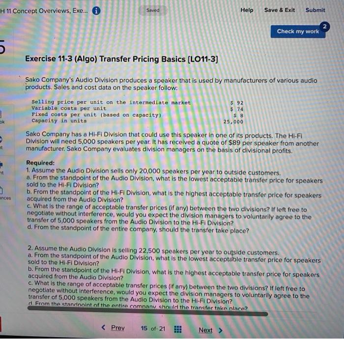  H 11 Concept Overviews, Exe... i Saved Help Save & Exit