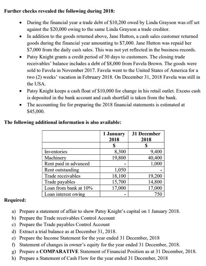 is answered, please answer section E-H The following are summaries of the