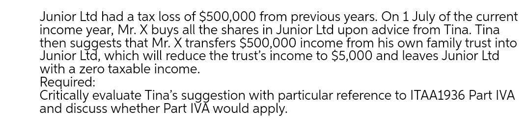 I need the answer as soon as possible Junior Ltd had a