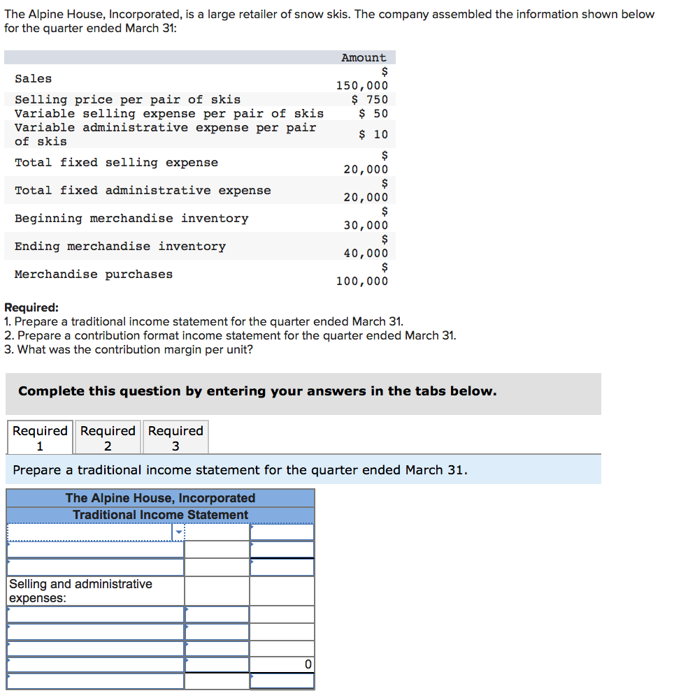 The Alpine House, Incorporated, is a large retailer of snow skis. The