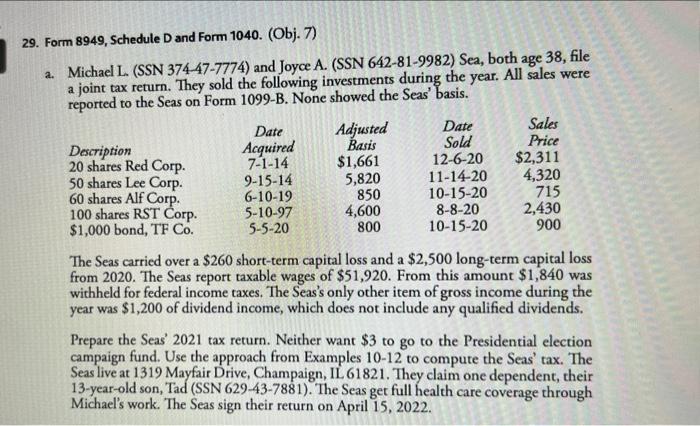 Michael L. (SSN 374-47-7774) and Joyce A. (SSN 642-81-9982) Sea, both age