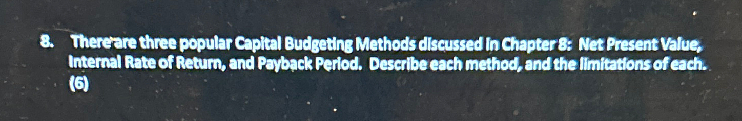  There are three popular Caphtal BudBething Methods discussed in Chapter B: