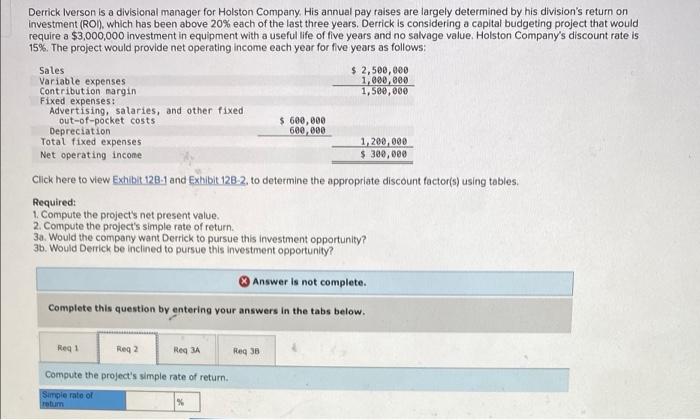 Help Req 1 and Req 2 Derrick Iverson is a divisional manager