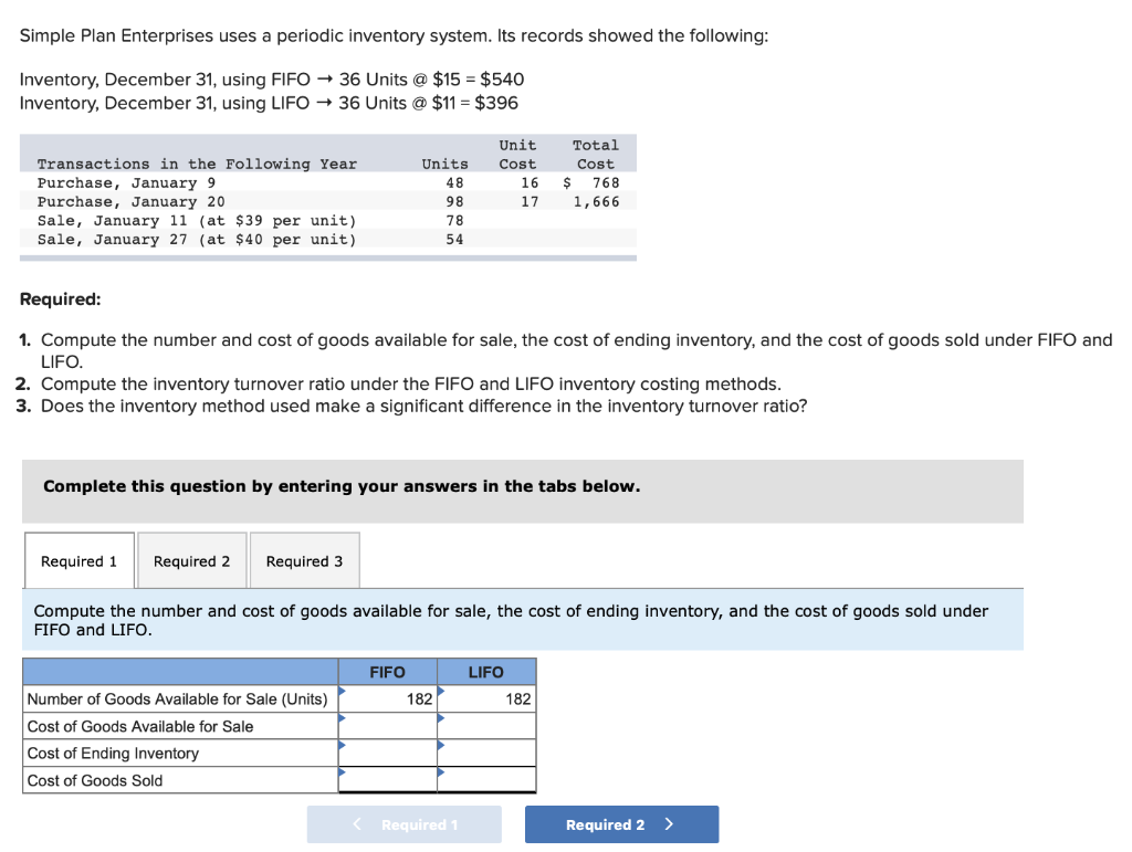  Simple Plan Enterprises uses a periodic inventory system. Its records showed