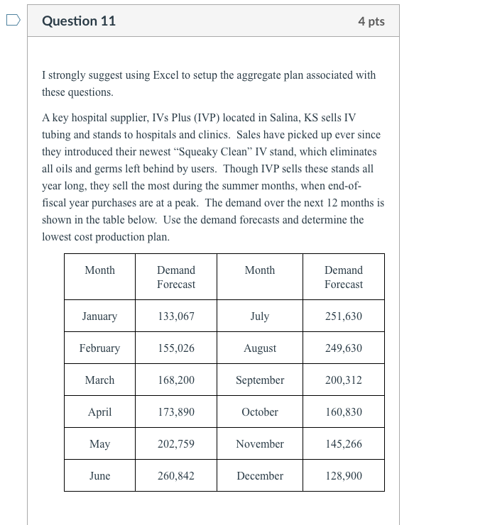 Please solve this in excel and show formulas as well as solutions