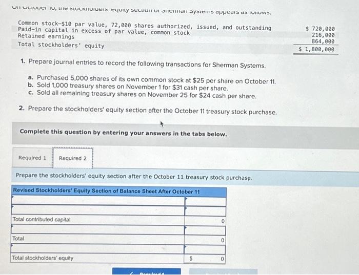 stock purchase. Complete this question by entering your answers in the tabs