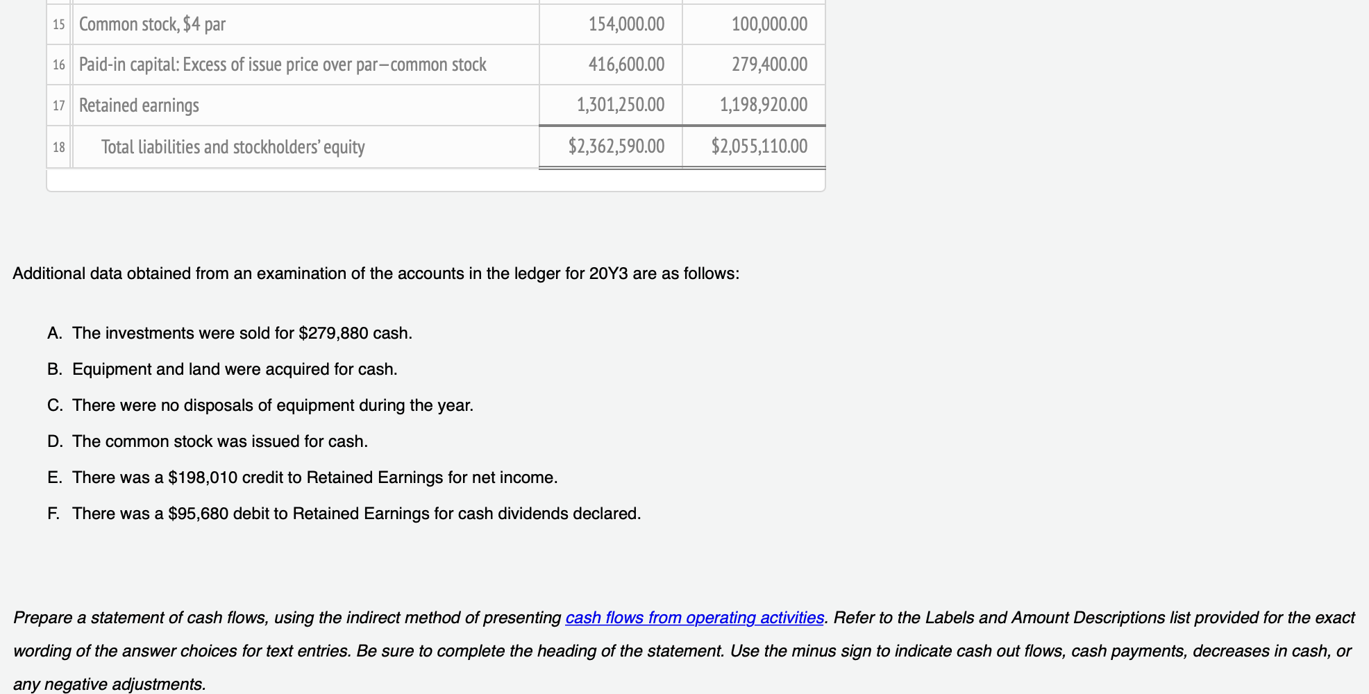 when filling out the statement of cash flows so that I can