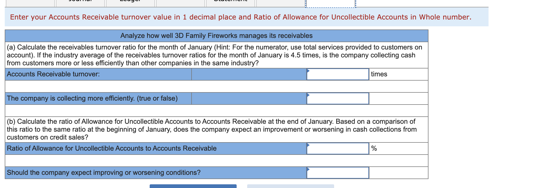 it uploaded backwards Enter your Accounts Receivable turnover value in 1 decimal