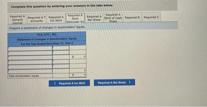 i need help with required A stmt stkholder equity chart. please only