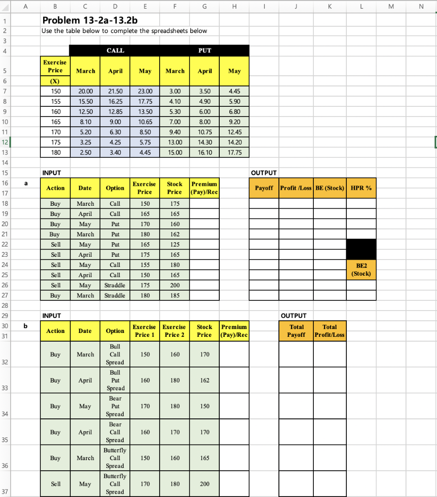 Please show the work how to type in Excel. A H