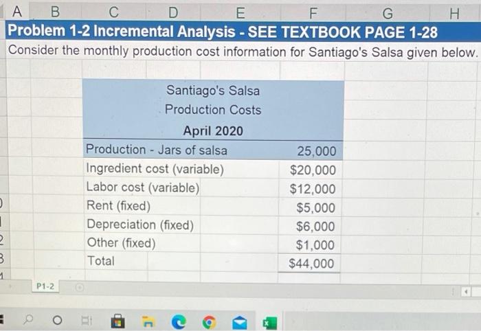  A B D E F G H Problem 1-2 Incremental Analysis