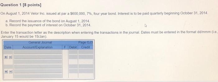  must use headings from this list Question 1 [8 points] On