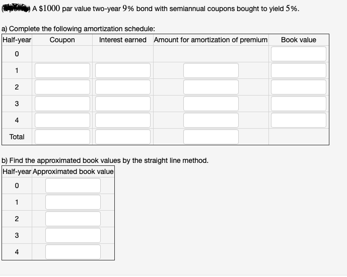  Please make sure your answer is correct A $1000 par value