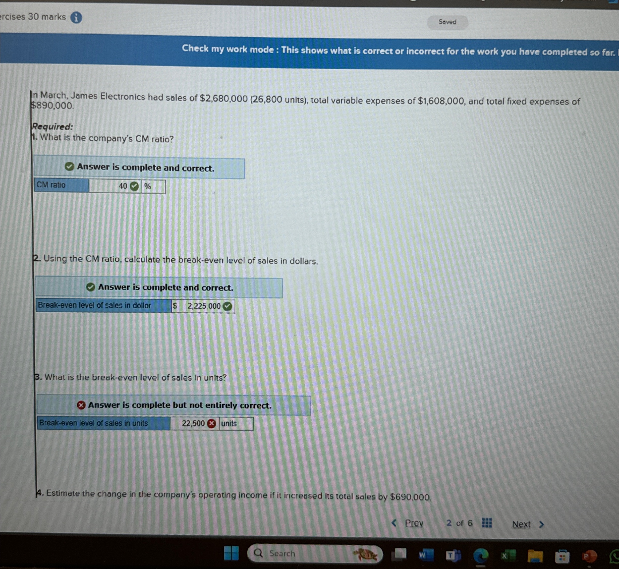  rcises 30 marks Check my work mode : This shows what