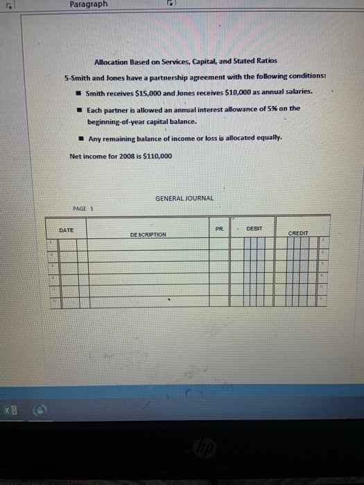  Paragraph Allocation Based on Services, Capital, and Stated Ratios 5-Smith and