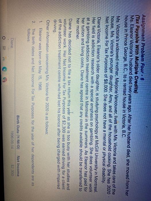  Assignment Problem Four - 6 (Tax Payable With Multiple Credits) Ms.