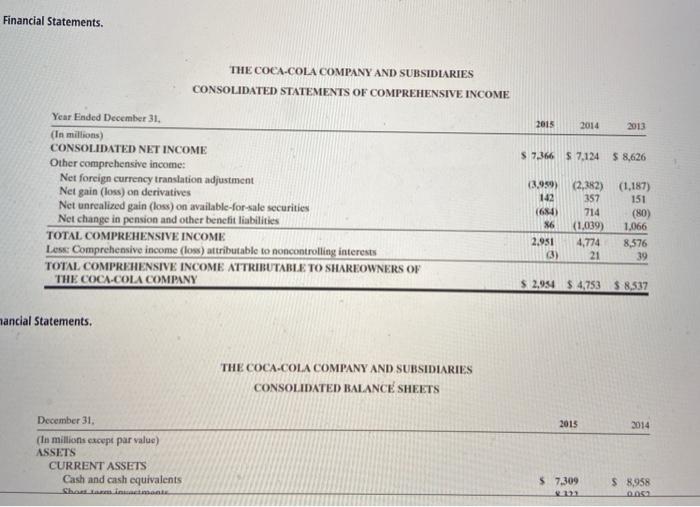 contained in these financial statements, determine each of the following for each