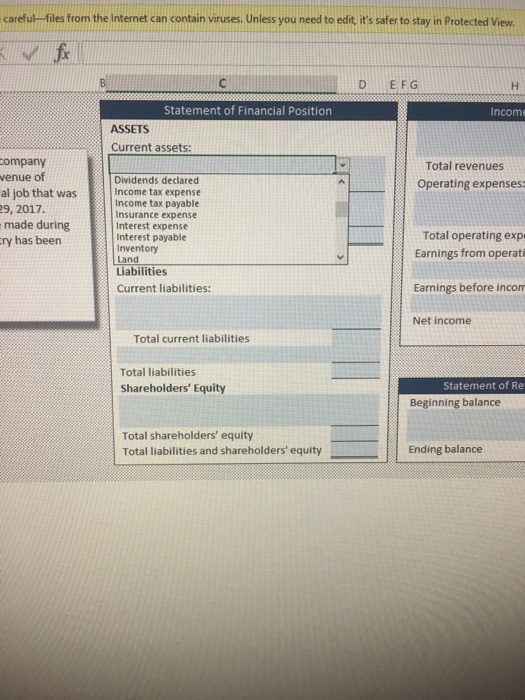 balance sheet, income statement, and statement of retained earnings. Transactions A through