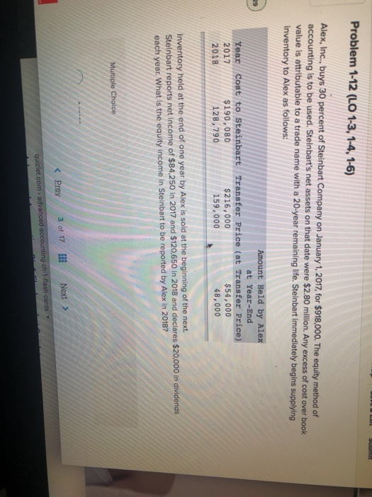  Problem 1-12 (LO 1-3, 1-4, 1-6) Alex, Inc., buys 30 percent
