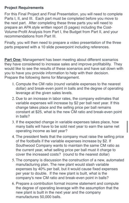 review of operations and expenses Management has provided the following information. Prepare