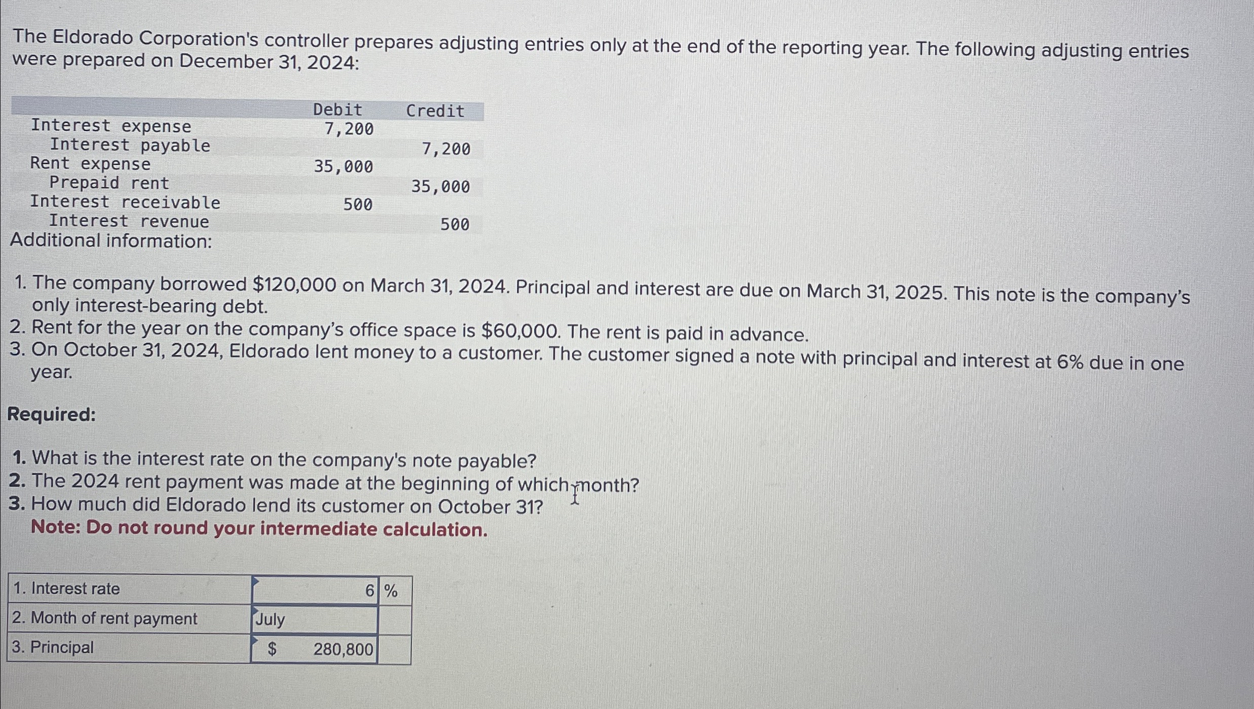  The Eldorado Corporation's controller prepares adjusting entries only at the end