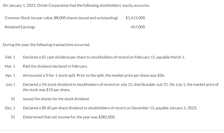  Your answer is partially correct. Prepare the stockholders' equity section of